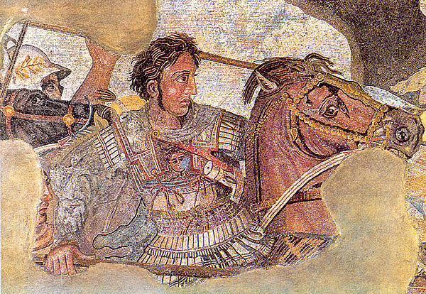 Alexander der Große in der Schlacht: Mosaik