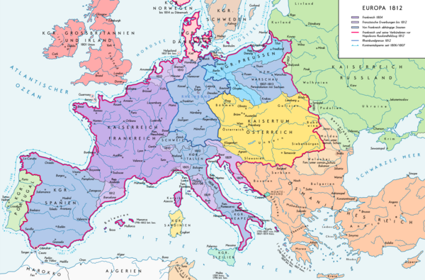 Kontinentalsperre Karte: Verlauf der Kontinentalsperre