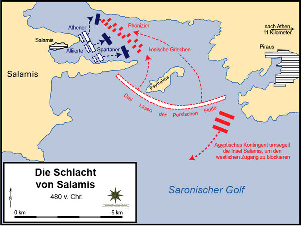 Karte von der Schlacht bei Salamis