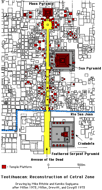 Plan von Teotihuacán Teotihuacan Karte